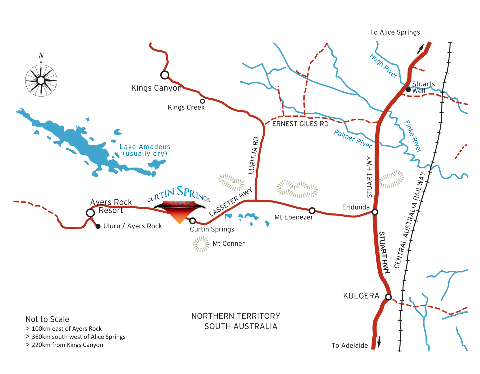 Curtin Springs Map on White